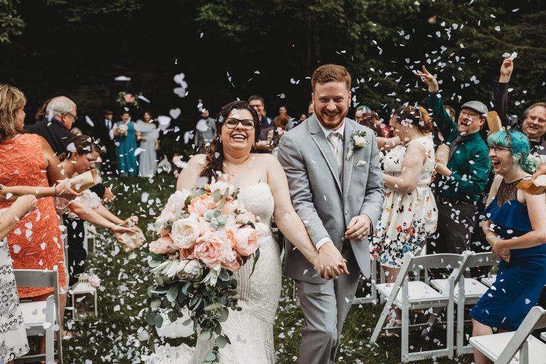 A confetti walk down the aisle