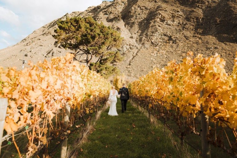 Laura & James under the vines at Ashcombe